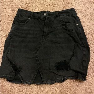 Black denim miniskirt